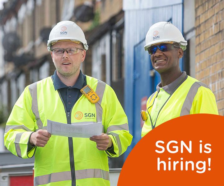 SGN is hiring two men with high vis and hard hats